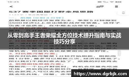 从零到高手王者荣耀全方位技术提升指南与实战技巧分享