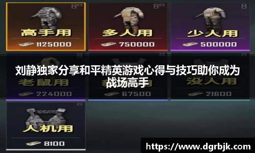 刘静独家分享和平精英游戏心得与技巧助你成为战场高手
