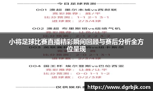 小将足球比赛直播精彩瞬间回顾与赛后分析全方位呈现